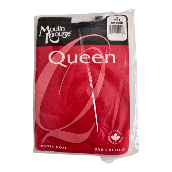 Vintage Moulin Rouge Queen Pantyhose Black 100% Nylon Made in Canada - Picture 1 of 2
